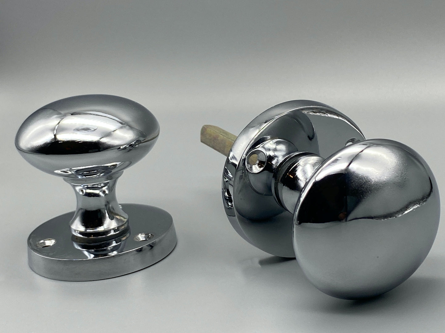 Pair of Chrome Victorian Mortice Set - 60mm Knobs