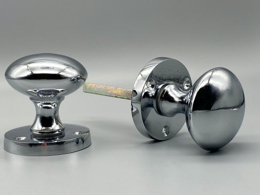 Pair of Chrome Victorian Mortice Set - 60mm Knobs