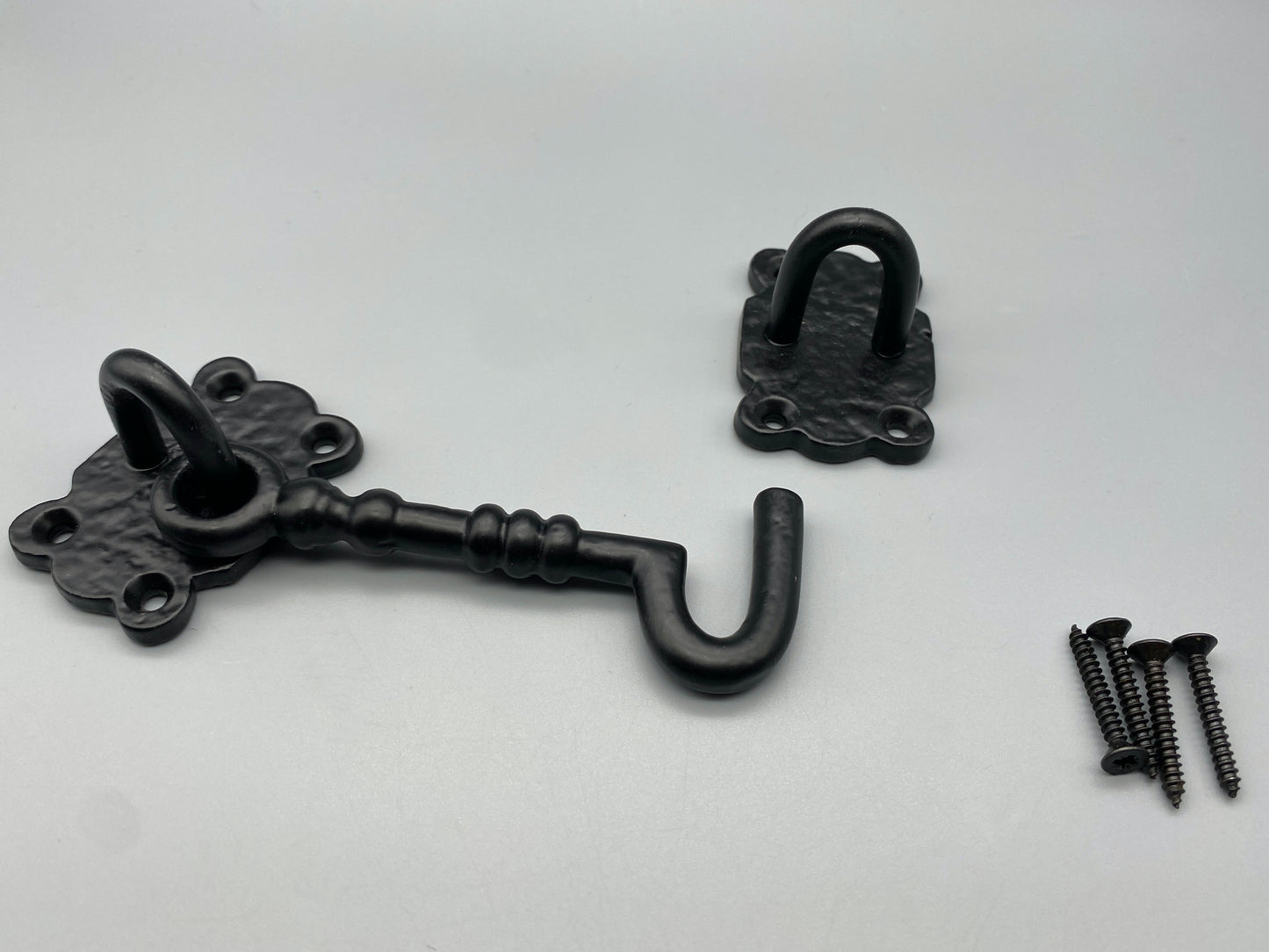 Forged Black Cabin Hook - Antiqued Style Gothic Cabin Hooks - 100mm (4" inch) & 150mm (6" inch)