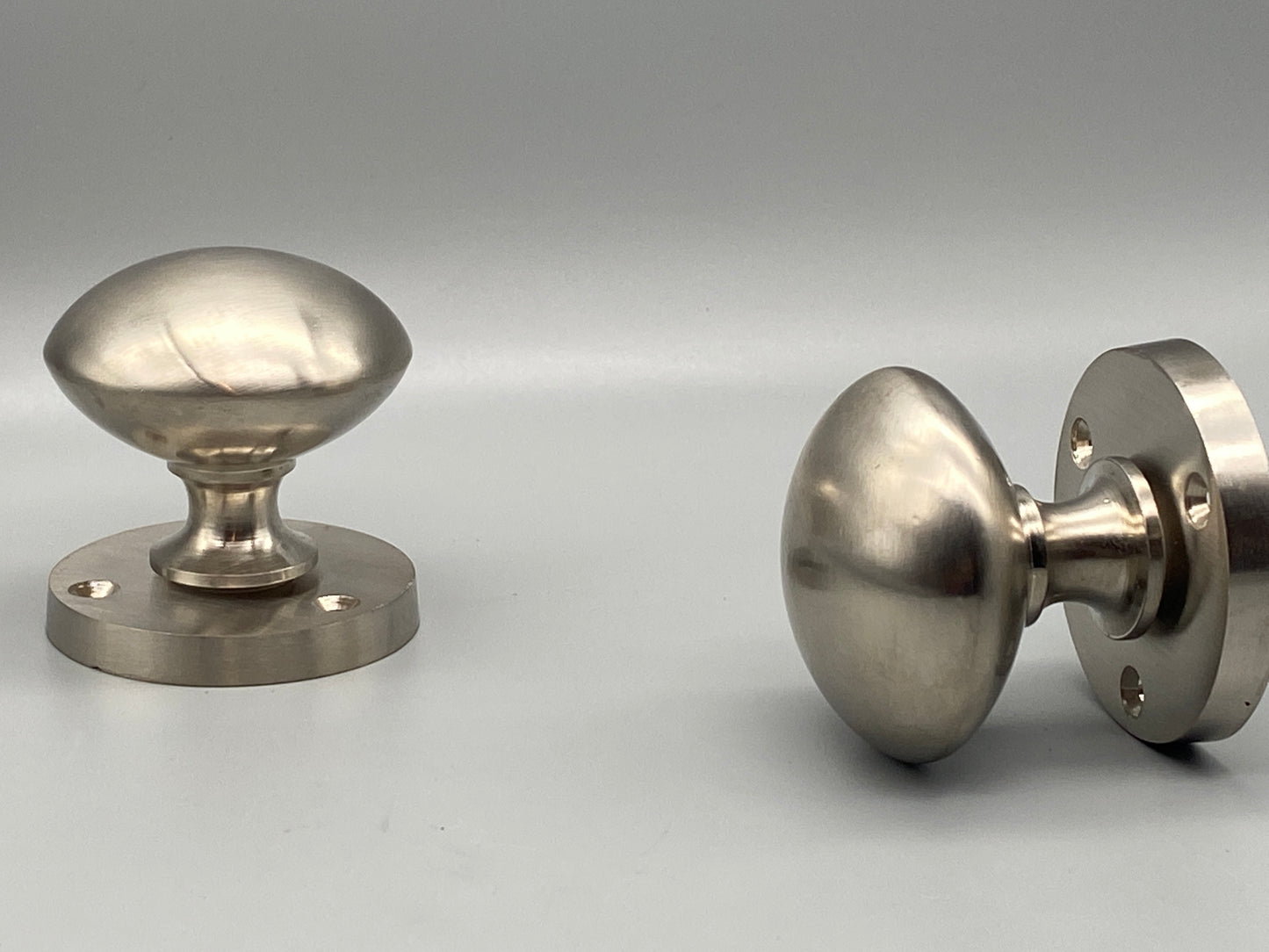 Pair of Brushed Silver Victorian Mortice Set - 60mm Knobs