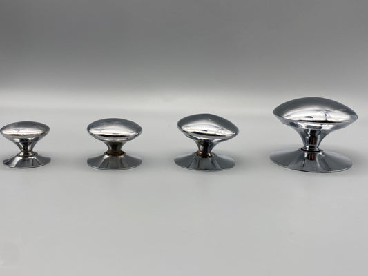 Solid Chrome on Brass Victorian Polished Knobs - Sizes from 25mm - 50mm Diameter