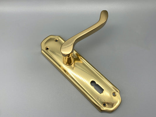 Solid Brass Brompton Style Door Lever Lock Handles - 170mm