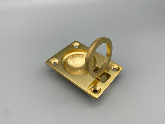 Solid Brass Flush Rings - Flush Drawer Rings - 50mm - Pack of 1