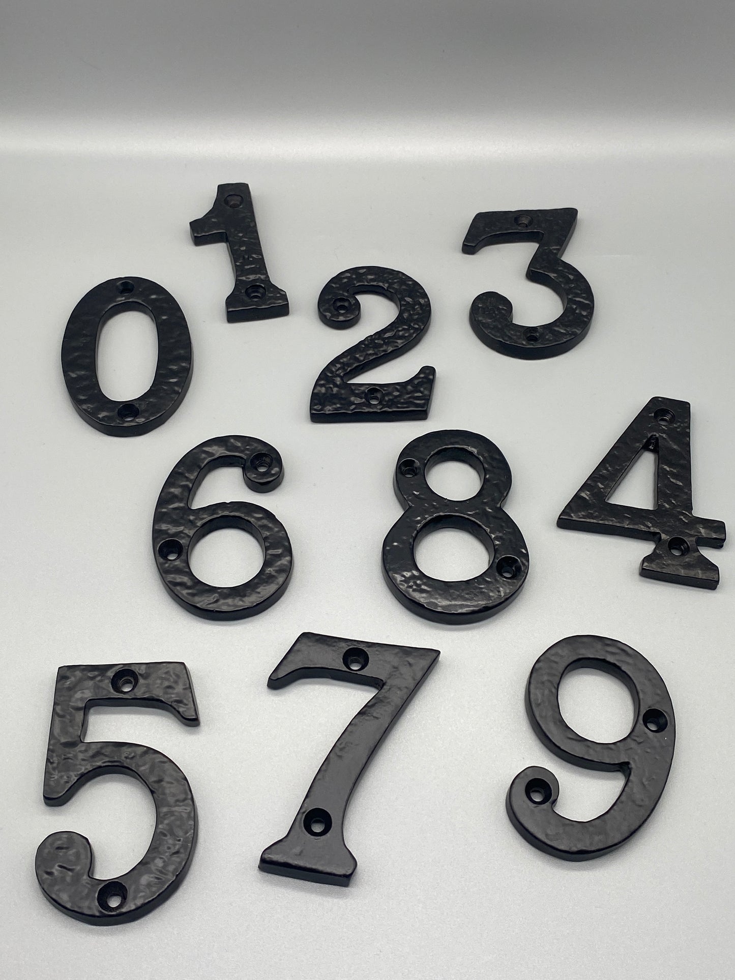 Forged Black Numerals - Solid Door Numbers - 75mm (4" inch) - Black Finish