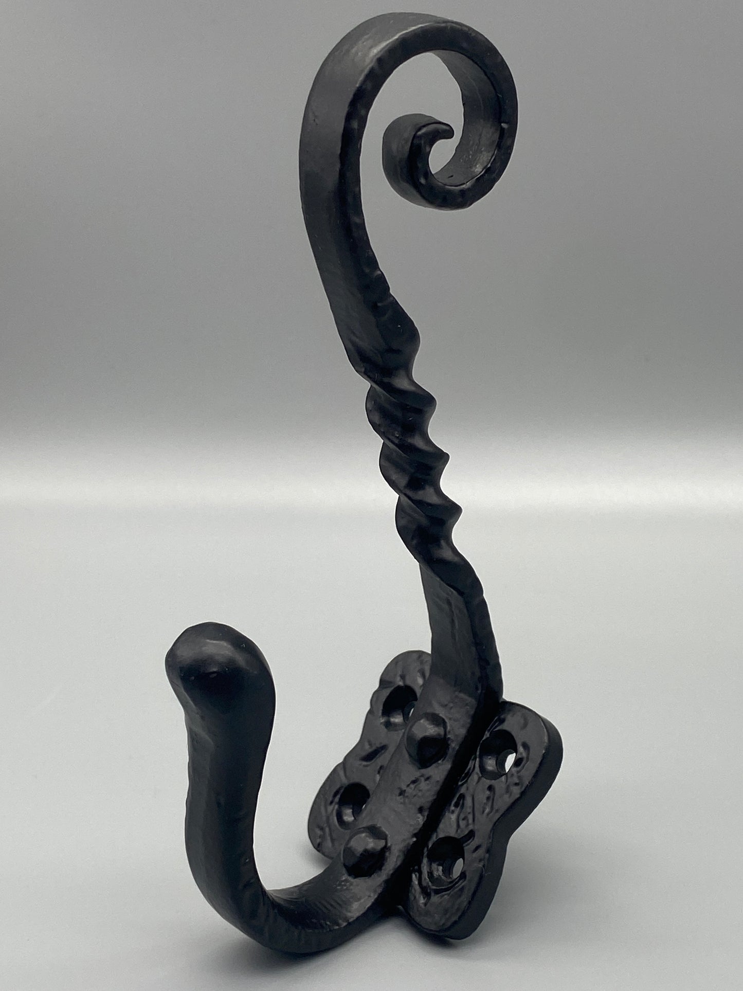 Pair of Forged Double Metal Black Hooks - Antiqued Metal Hook Coat & Hat - 2pcs