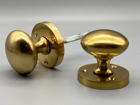 Pair of Solid Brass Victorian Mortice Set - 60mm Knobs