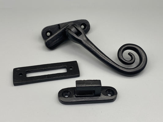 Casement Window Fastener - Curled Tail Fastener - Forged Black - 115mm