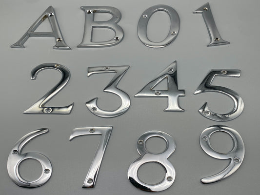 Solid Chromed Numerals - Door Numbers - 75mm (4" inch) - Chrome Finish