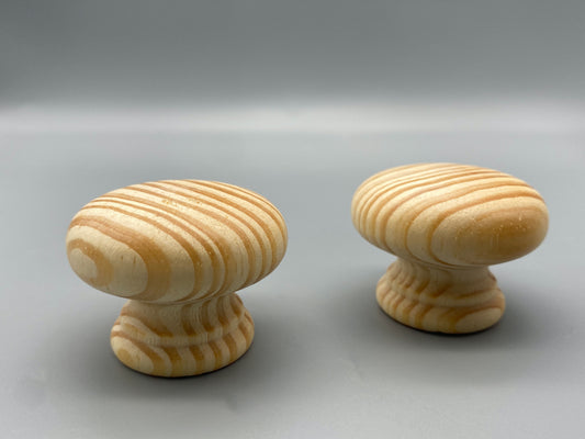 Natural Pine Knobs - Various Sizes 25mm to 50mm - Unlacquered - Pre Drilled