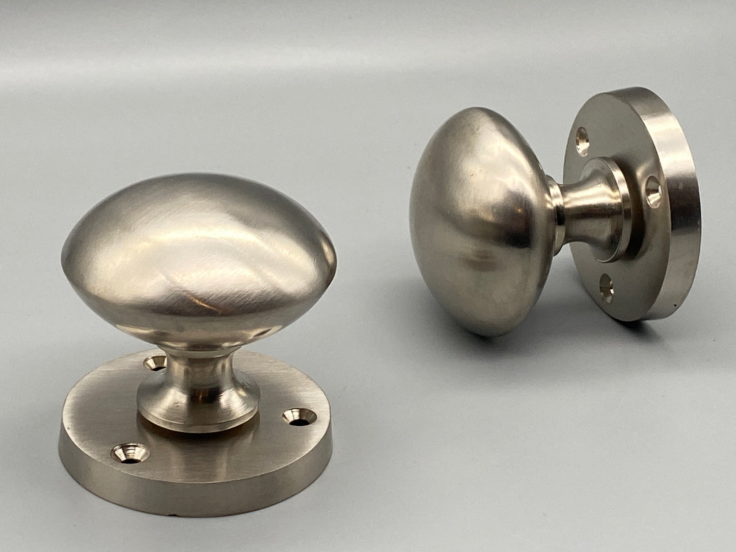 Pair of Brushed Silver Victorian Mortice Set - 60mm Knobs