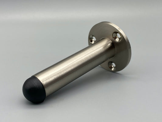 Brushed Silver Projection Door Stop - Rubber Head - 63mm
