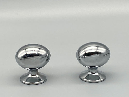 Oval Chrome Knobs - 35mm Diameter - Pack of 1