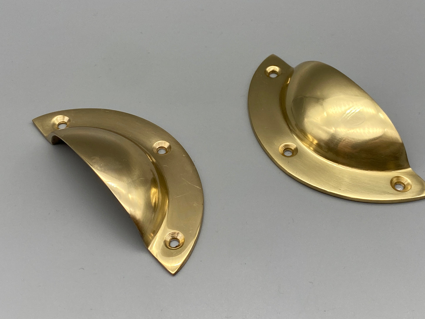 Solid Brass Shell Handles - Half Moon Drawer Pulls 64mm - Front Fix - Brass - Pack of 1