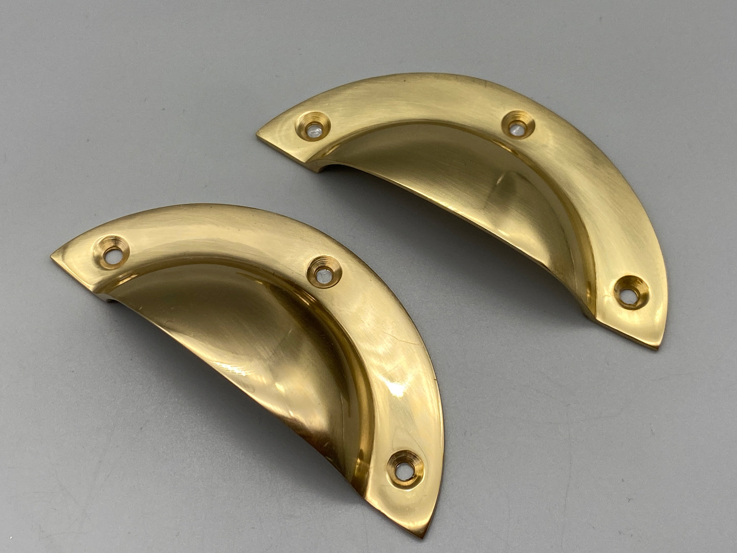 Solid Brass Shell Handles - Half Moon Drawer Pulls 64mm - Front Fix - Brass - Pack of 1