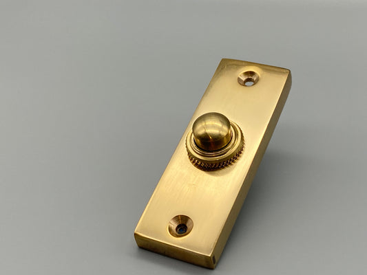 Solid Brass Victorian Door Bell Push Oblong 75mm - 1 Set
