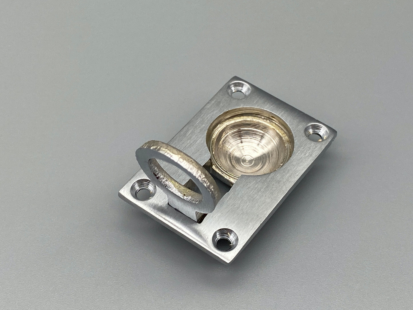 Rectangular Brushed Silver Flush Rings - Flush Drawer Rings - 38mm x 27mm