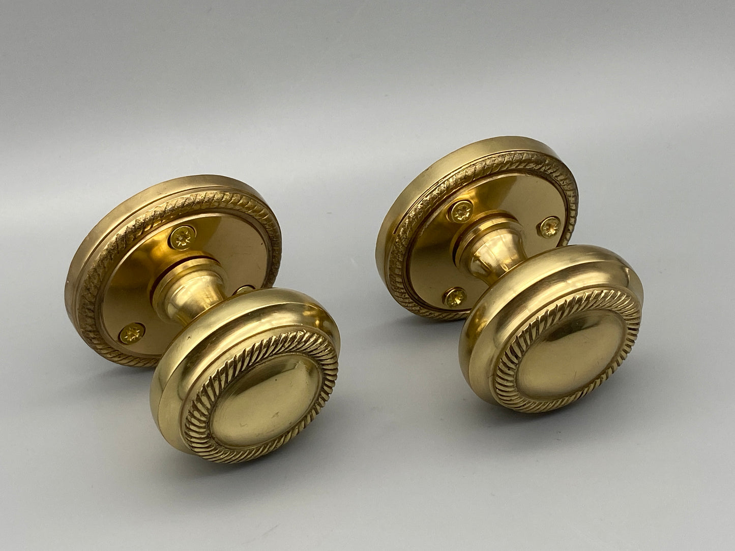 Solid Brass Georgian Mortice Set - 65mm Pair of Knobs