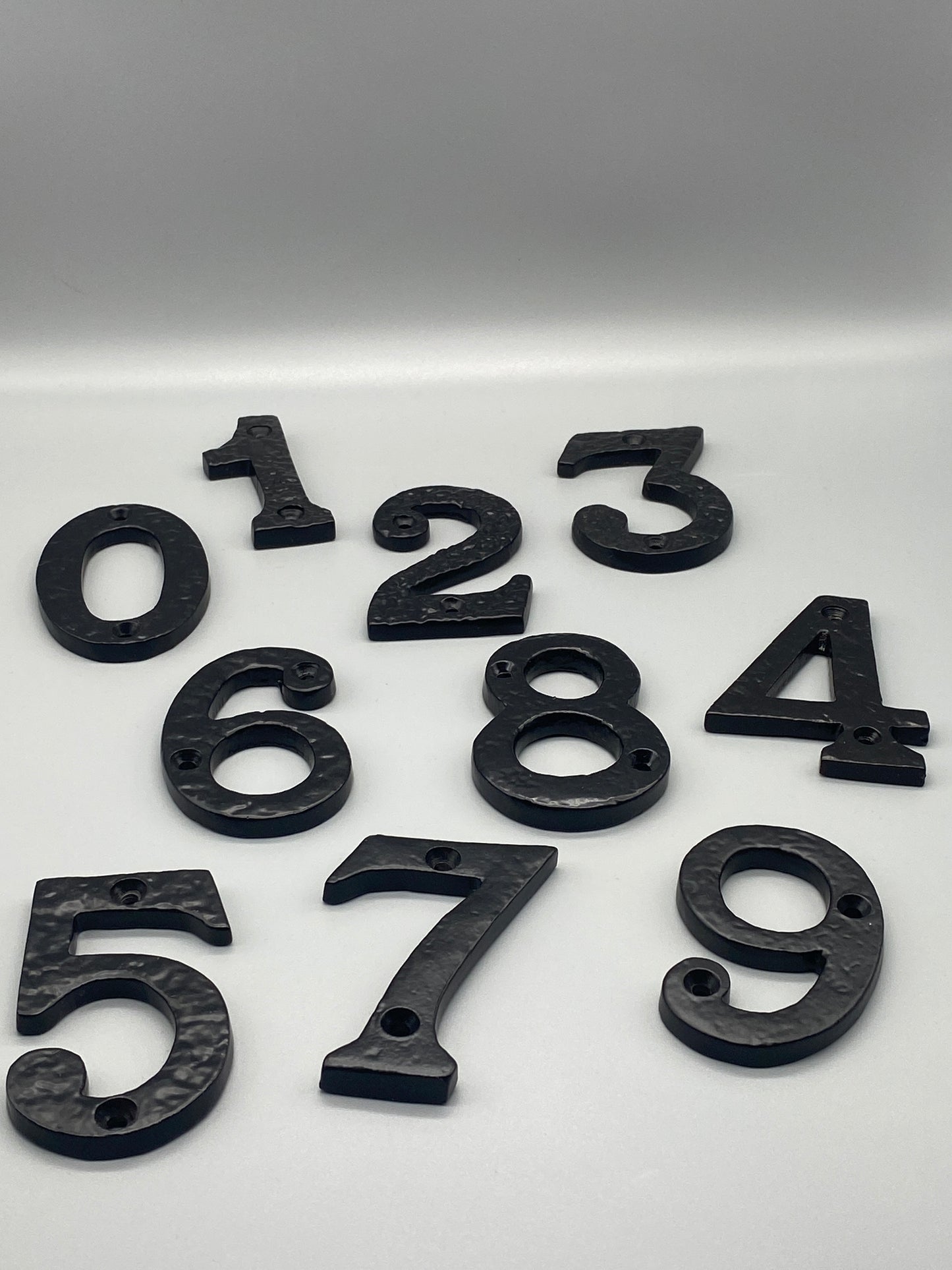 Forged Black Numerals - Solid Door Numbers - 75mm (4" inch) - Black Finish