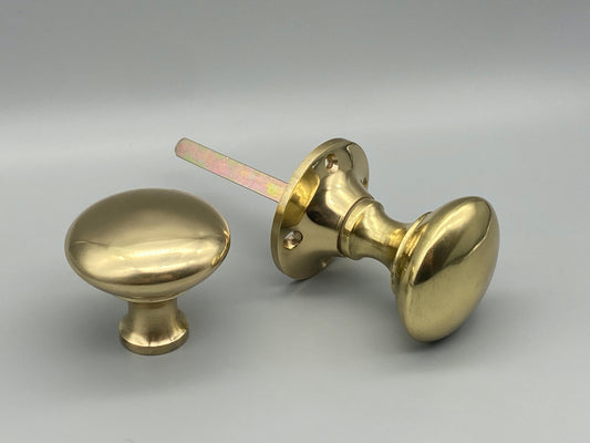 Pair of Brass Victorian Rim Knobs  - Rim Mortice Set - 50mm Knobs