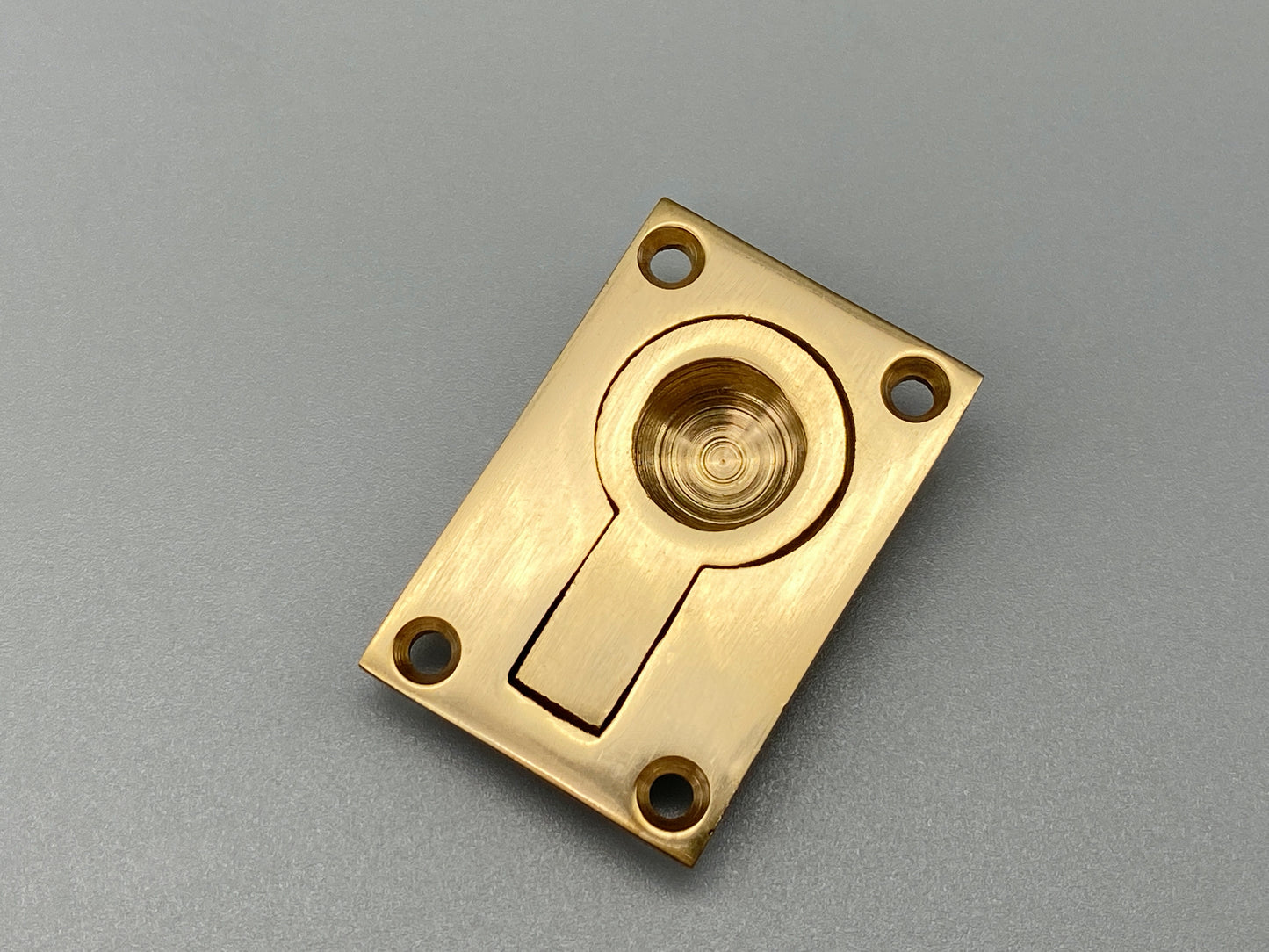 Rectangular Solid Brass Flush Rings - Flush Drawer Rings - 38mm x 27mm