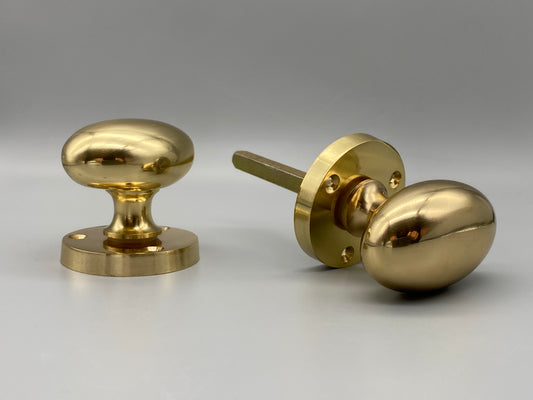 Solid Brass Victorian Mortice Set - 65mm Knobs