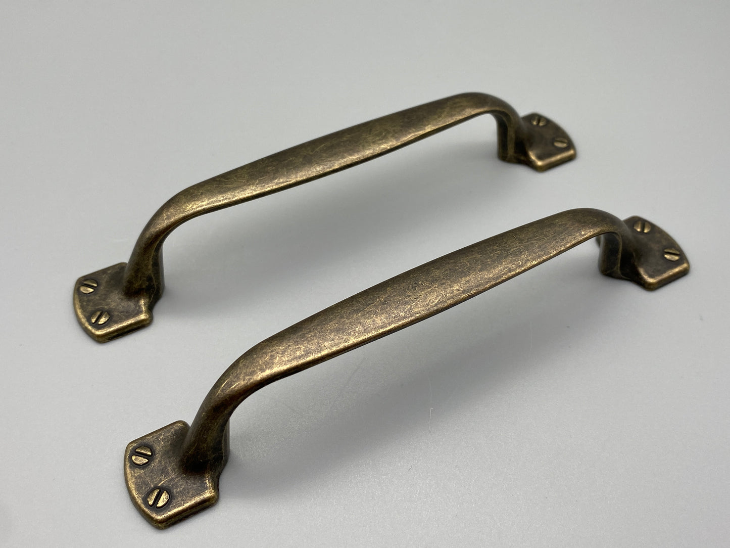 Pair of Solid Antiqued Brass Handles - 96mm - with Bolts - Pack of 1