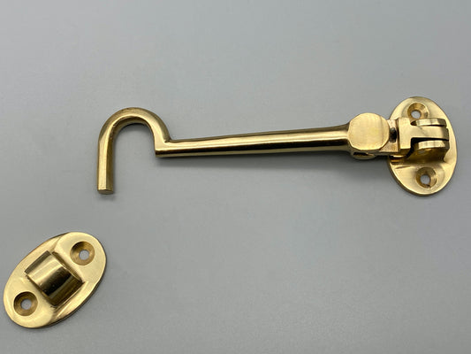 Solid Brass Silent Cabin Hook - Various Sizes - Brass Cabin Hook - Various Sizes from 50mm to 300mm