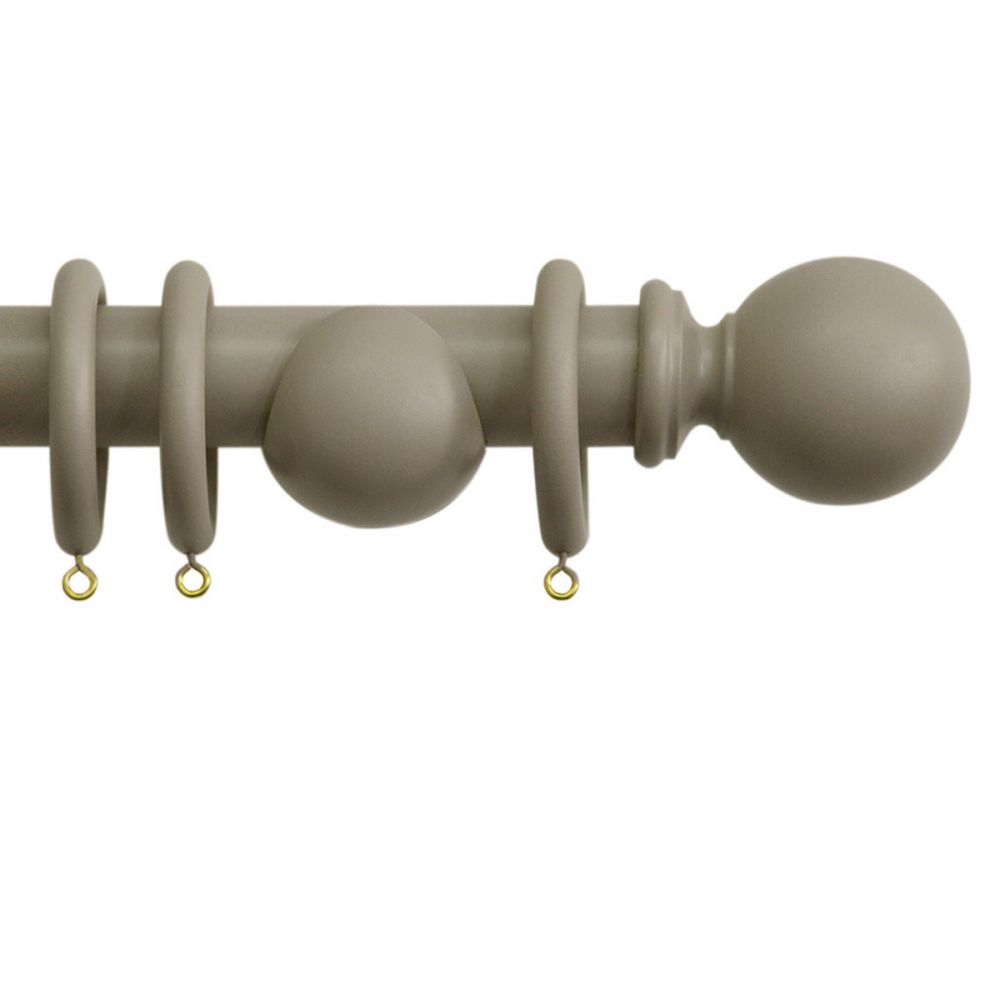Plain Solid Wood Curtain Pole Set - Handcrafted - 35mm Kit