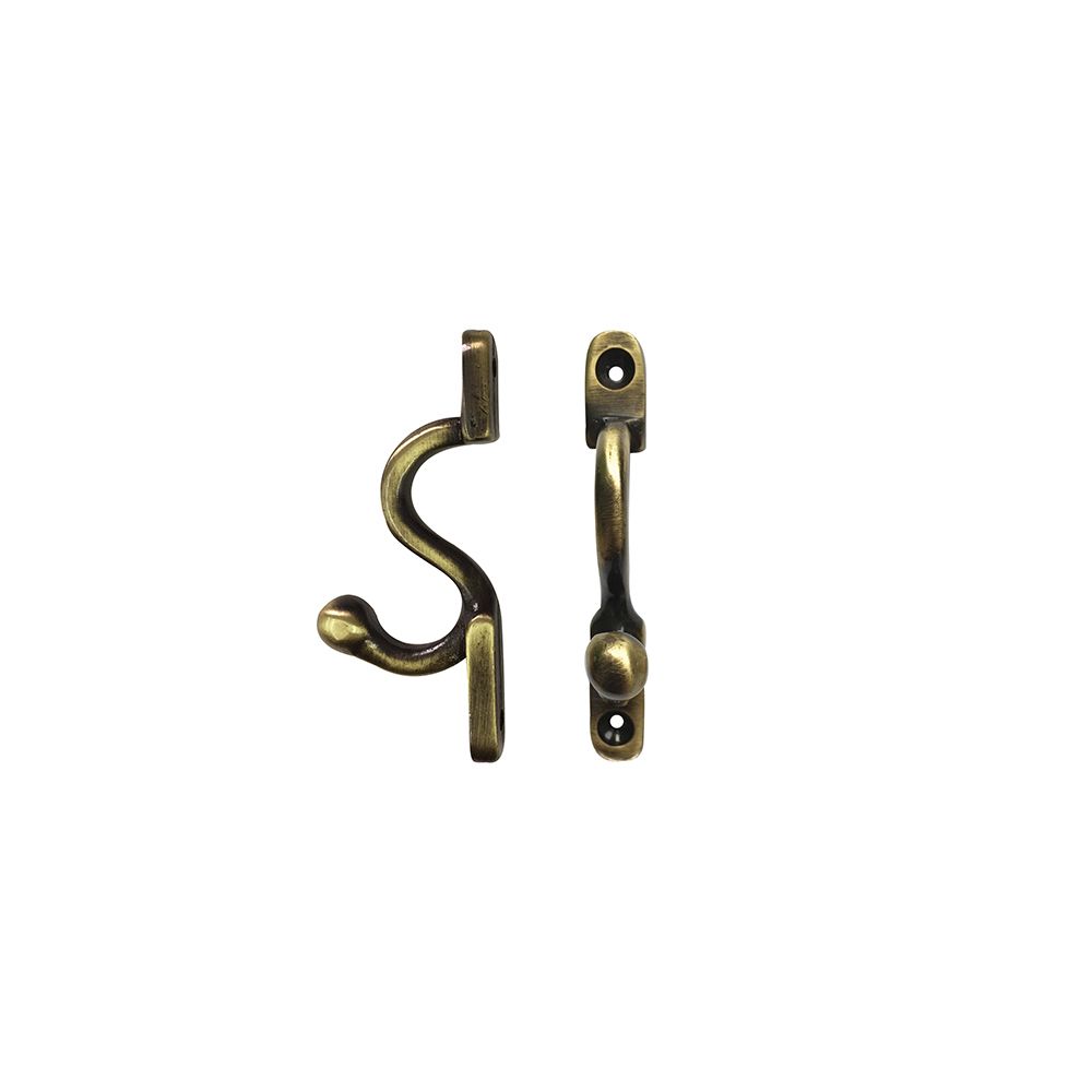 Pair of Solid Brass Loop Wall Hooks - Antique Brass - Satin - Brass - Chrome
