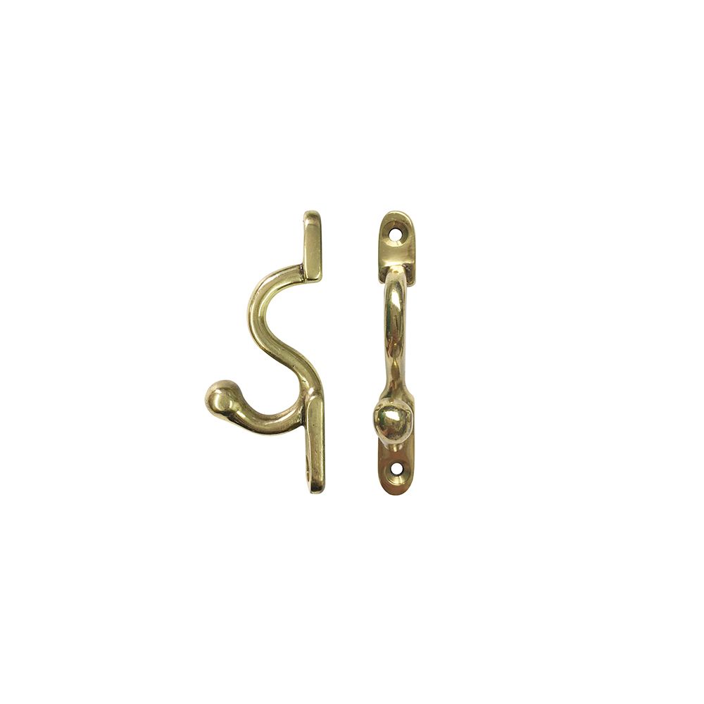 Pair of Solid Brass Loop Wall Hooks - Antique Brass - Satin - Brass - Chrome