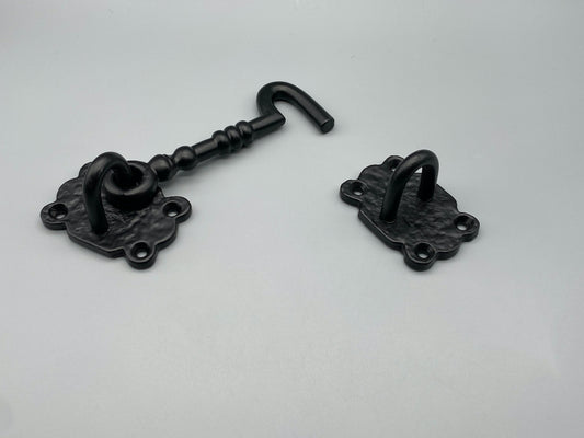 Forged Black Cabin Hook - Antiqued Style Gothic Cabin Hooks - 100mm (4" inch) & 150mm (6" inch)